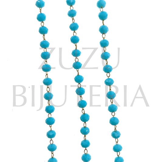 Crystal Chain 3.5mm BLUE - Golden Stainless Steel