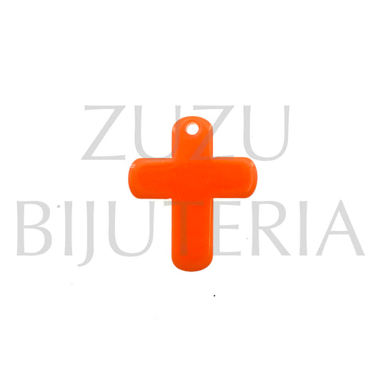 Orange Cross Pendant 29mm x 25mm - Acrylic