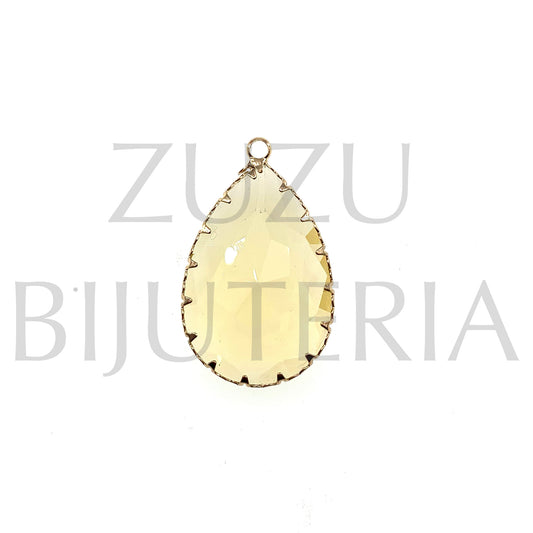 Pendente Vidro e Cobre Gota 33mm x 20mm - Amarelo