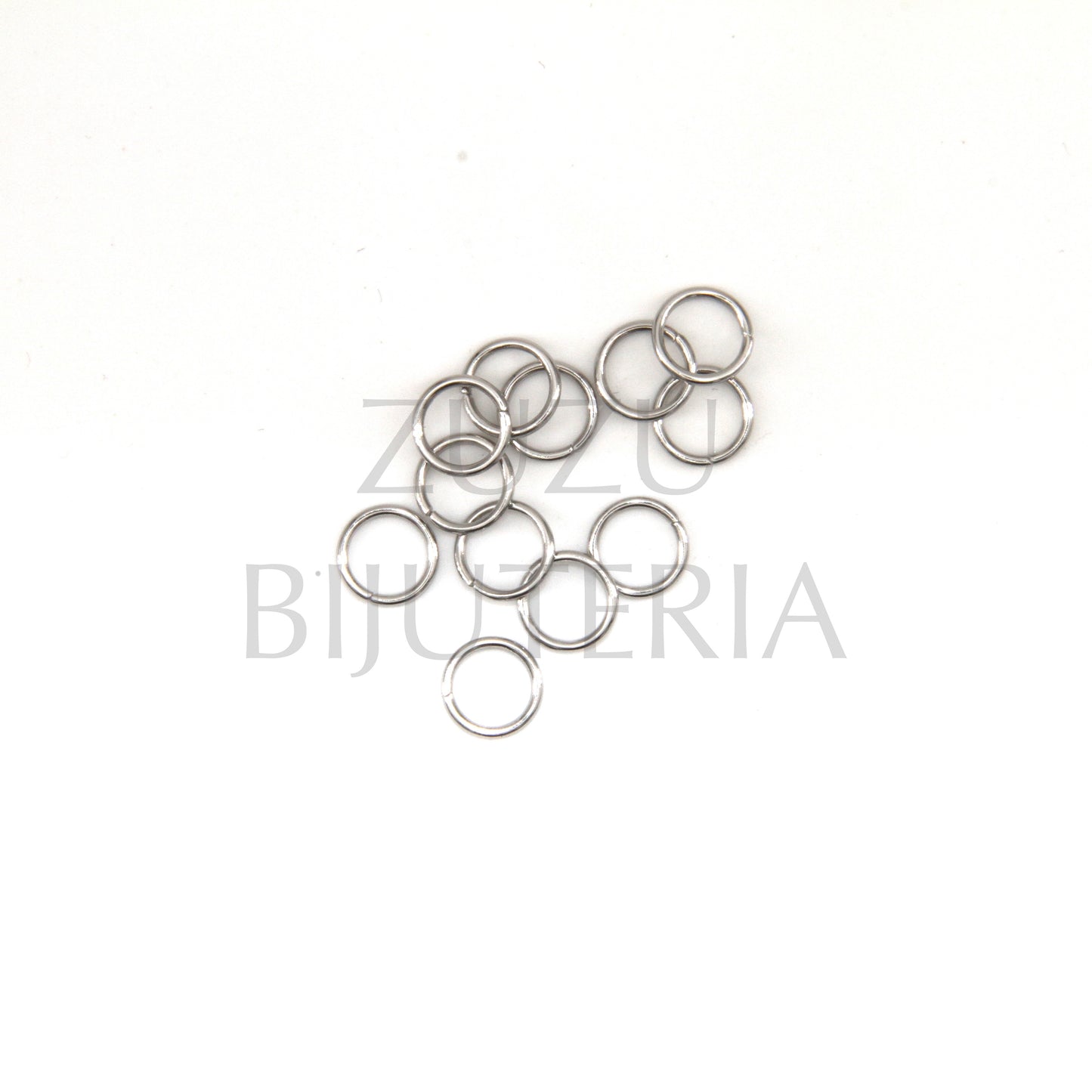 Argola Prateado 8mm x 1mm (50 peças) - Aço Inox