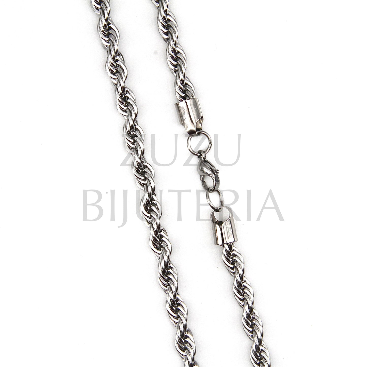 Silver Twisted Mesh Chain Necklace 6.5mm (45cm) - Stainless Steel