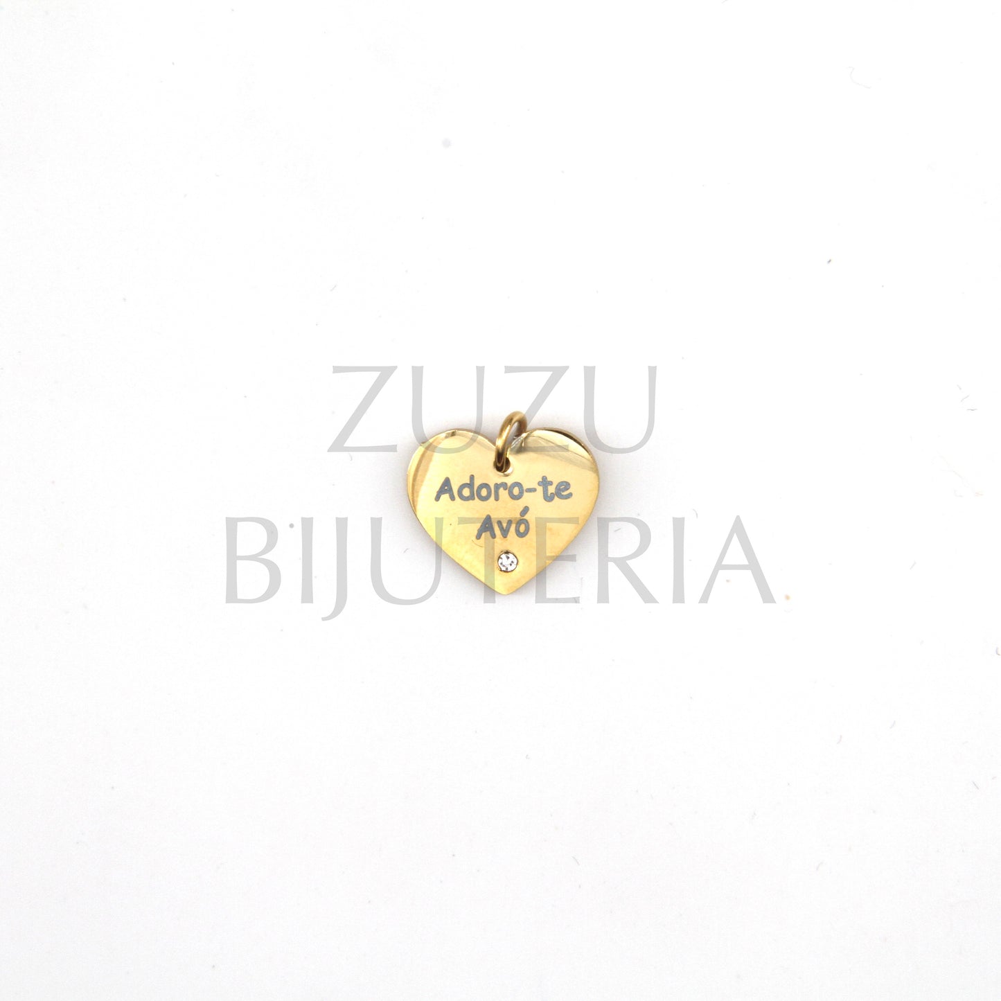 Pendente Avó Dourado com Zirconias 12mm x 14mm - Aço Inox