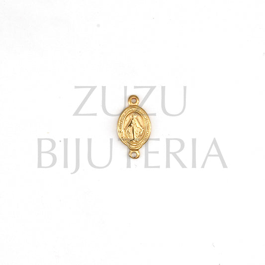 Pendente/Entremeio Nossa Senhora Dourado 17mm x 9mm - Aço Inox