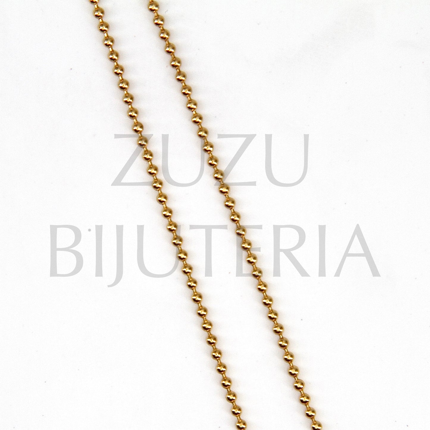 Corrente Elo com Bolinhas Dourado 1.5mm - Aço Inox