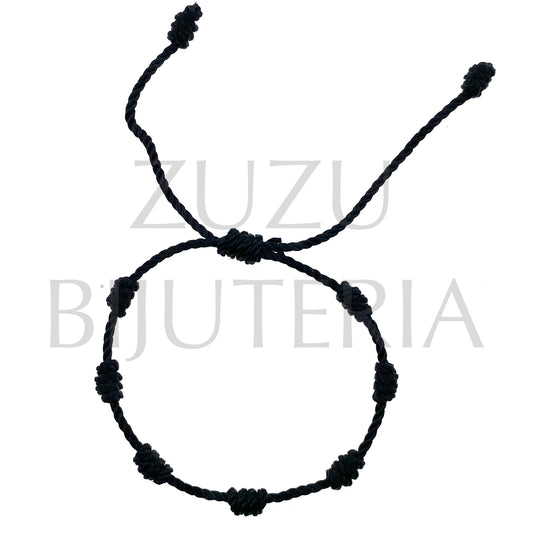 Pulseira de 7 Nos Fio Preto (Ajustável)