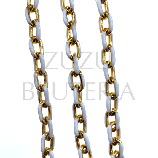 Gold Oval Chain 11mm x 7mm White - Stainless Steel