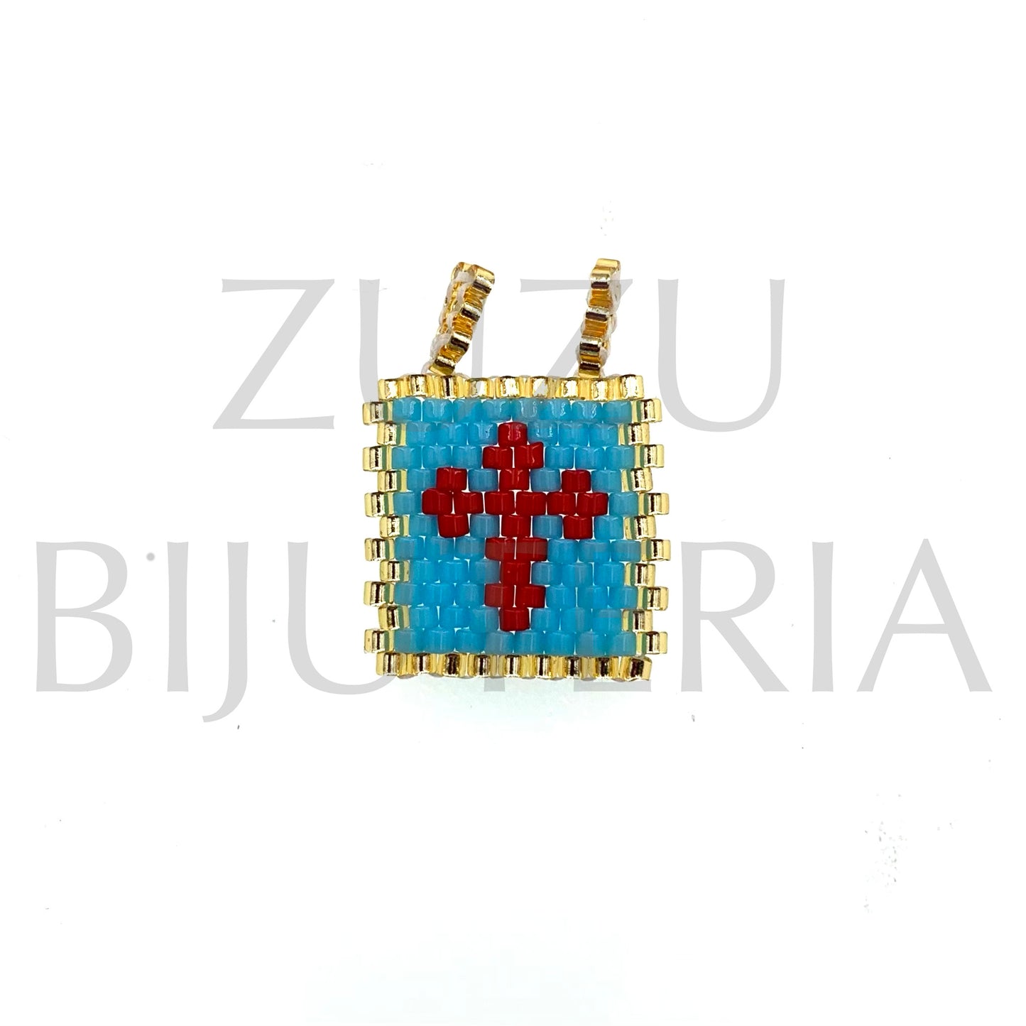 Pendente Missangas Cruz 23mm x 16mm