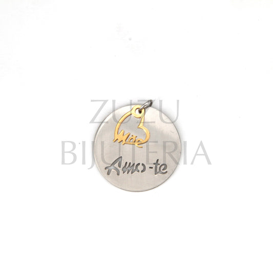 Pendente Mãe Prateado/Dourado 24mm - Aço Inox