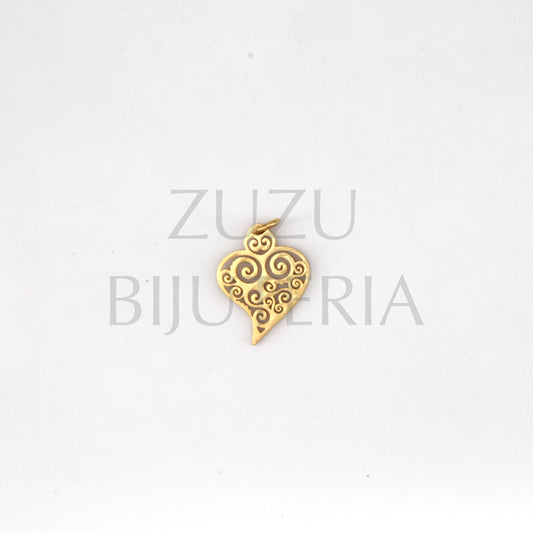 Pendente Coração Viana Dourado 14mm x 11mm - Aço Inox