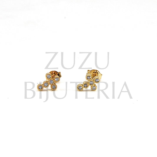 Cross Earring with Zirconia 8mm x 6mm - Brass