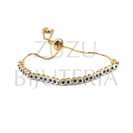 Turkish Eye Bracelet 3.5mm (Adjustable) - Brass