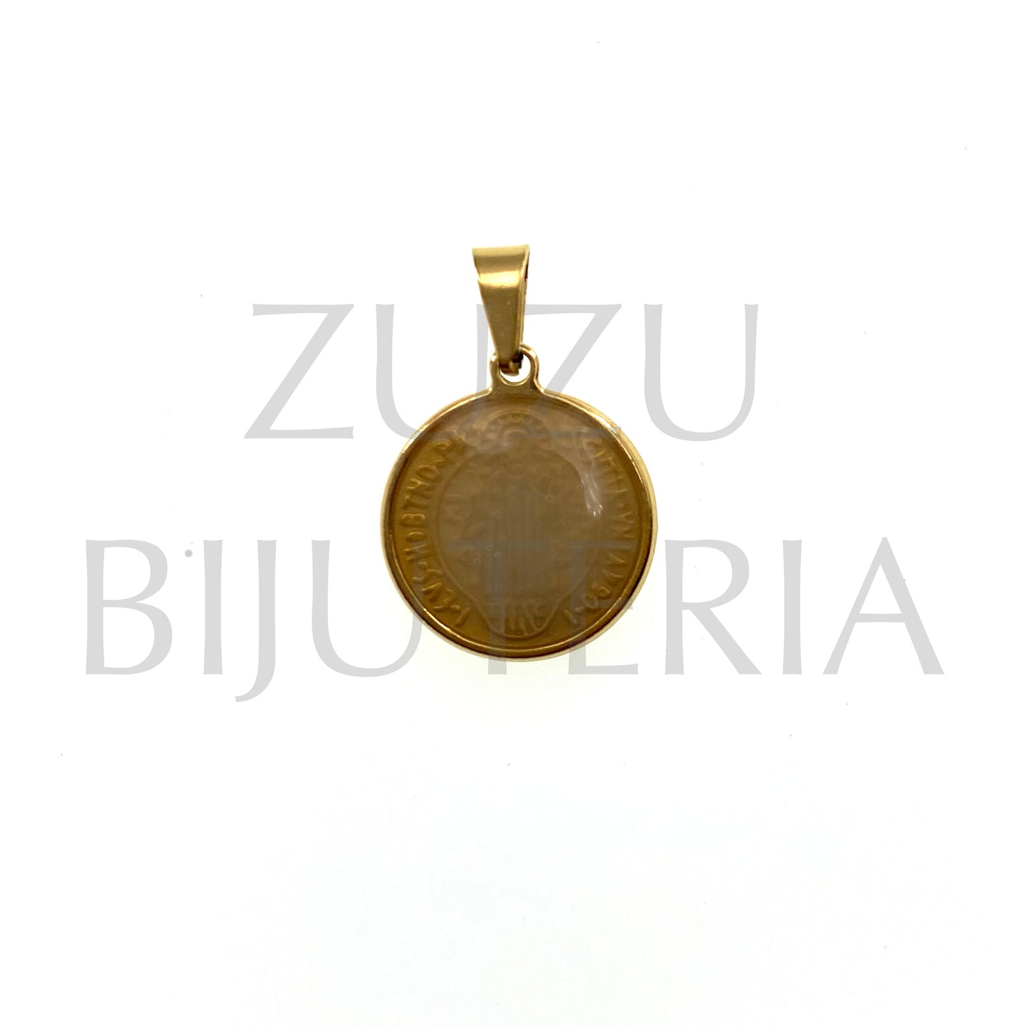 Pendente São Bento Dourado 15mm - Aço Inox