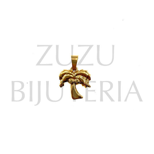 Pendente Palmeira Dourado 13mm - Aço Inox