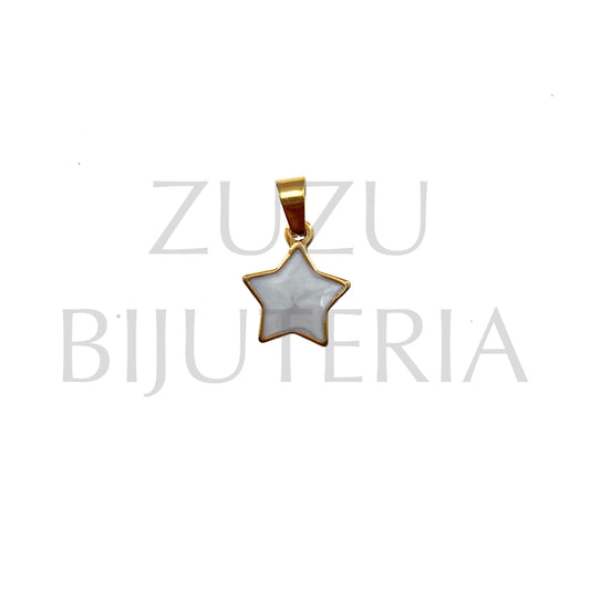 Pendente Estrela Dourado 15mm - Aço Inox