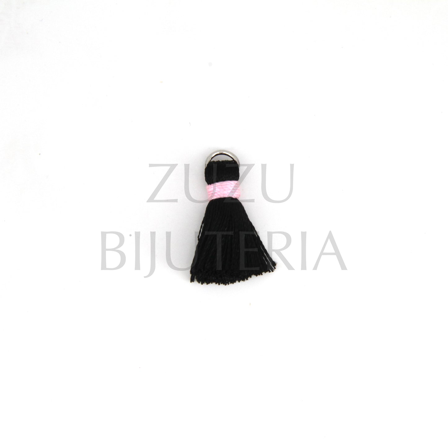 Borla/Franja Preto/Rosa 22mm x 12mm