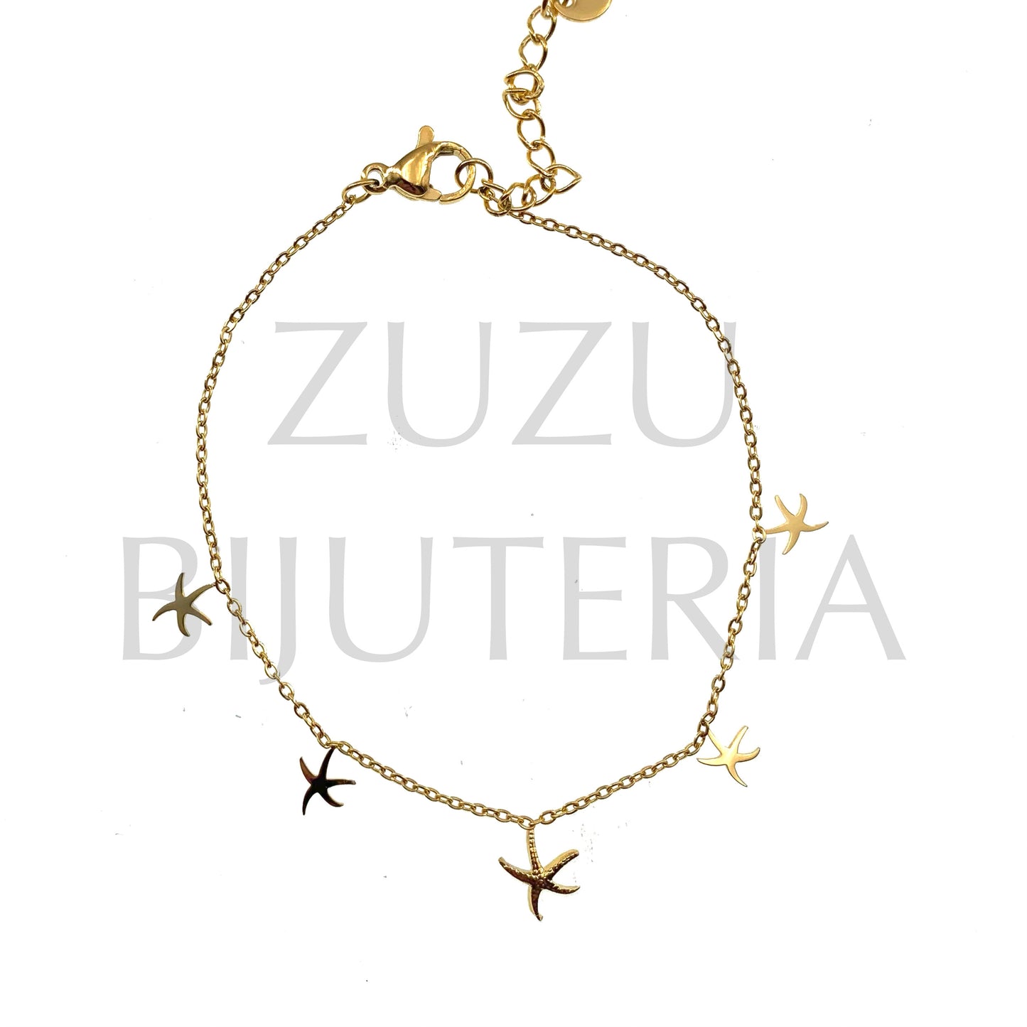 Pulseira Dourada Estrela do Mar (16cm + 5cm) - Aço Inox