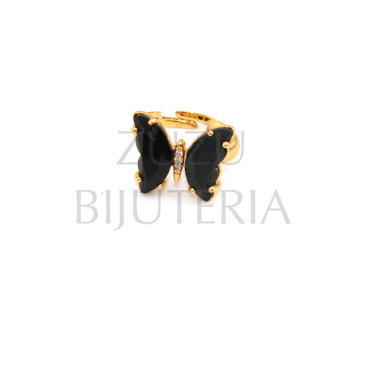 Black Butterfly Ring - Brass