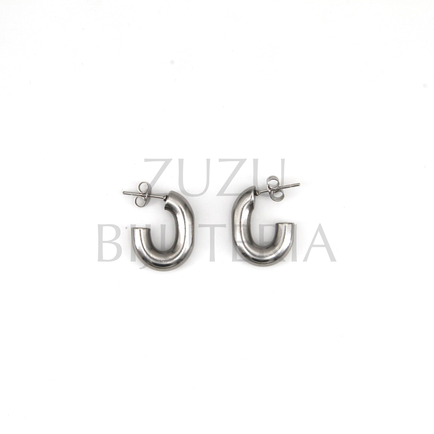 Brinco Argola Oval Prateado (Espessura 5mm) 19.5mm x 15mm - Aço Inox