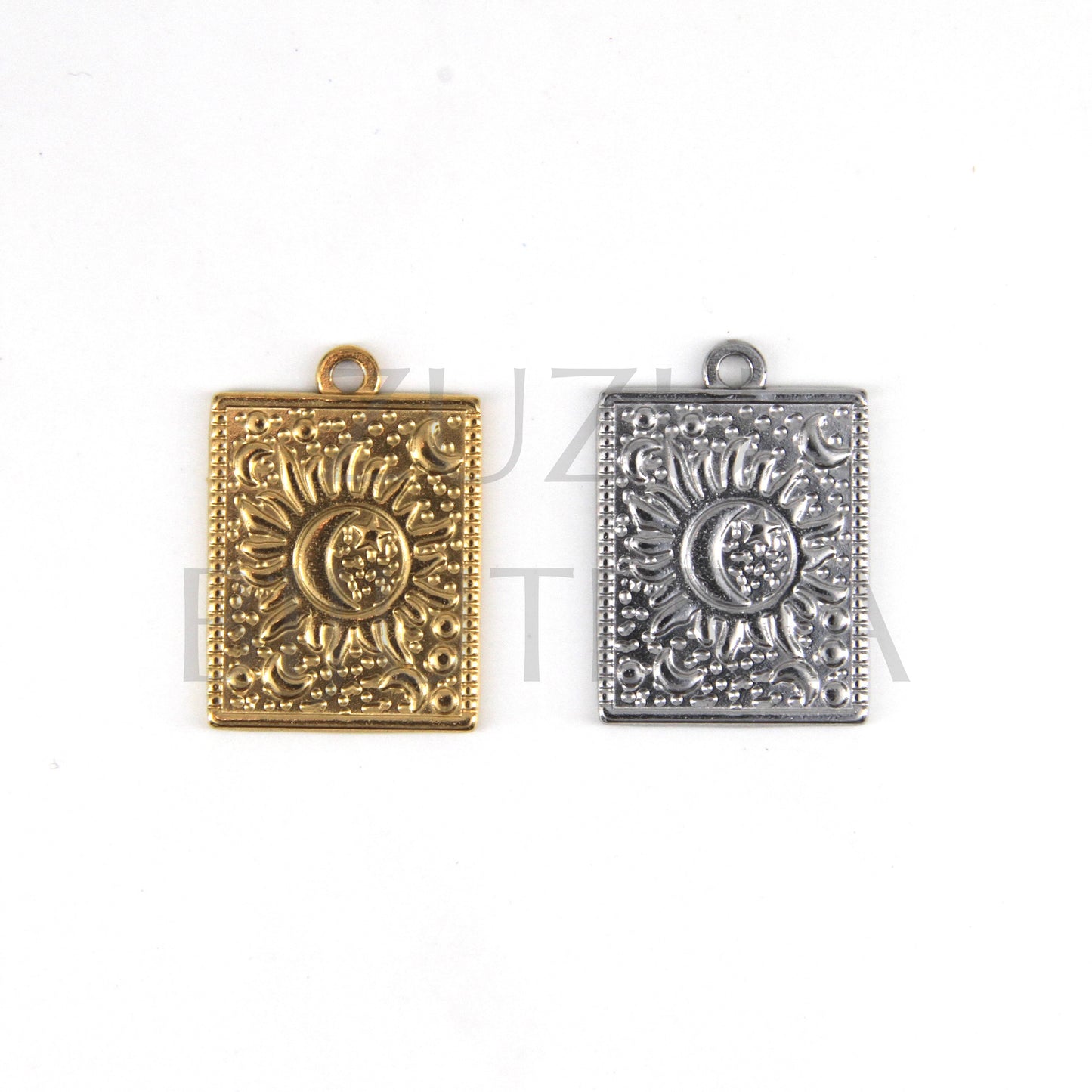 Moon and Sun Pendant 29mm x 20mm - Stainless Steel