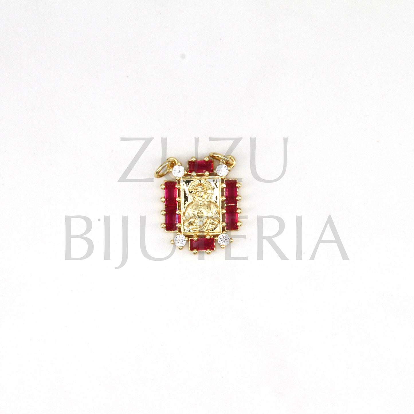 Pendente Nossa Senhora com Zirconias 20mm x 16mm - Latão