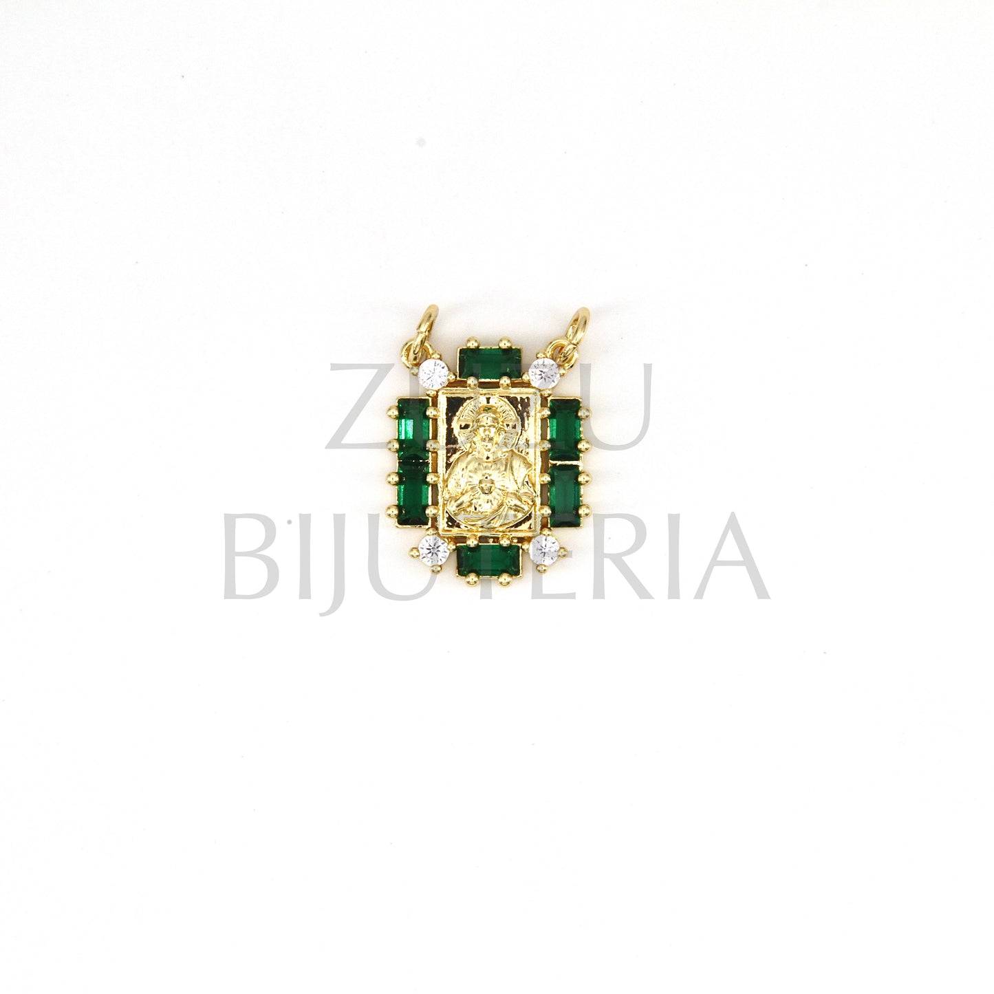 Pendente Nossa Senhora com Zirconias 20mm x 16mm - Latão