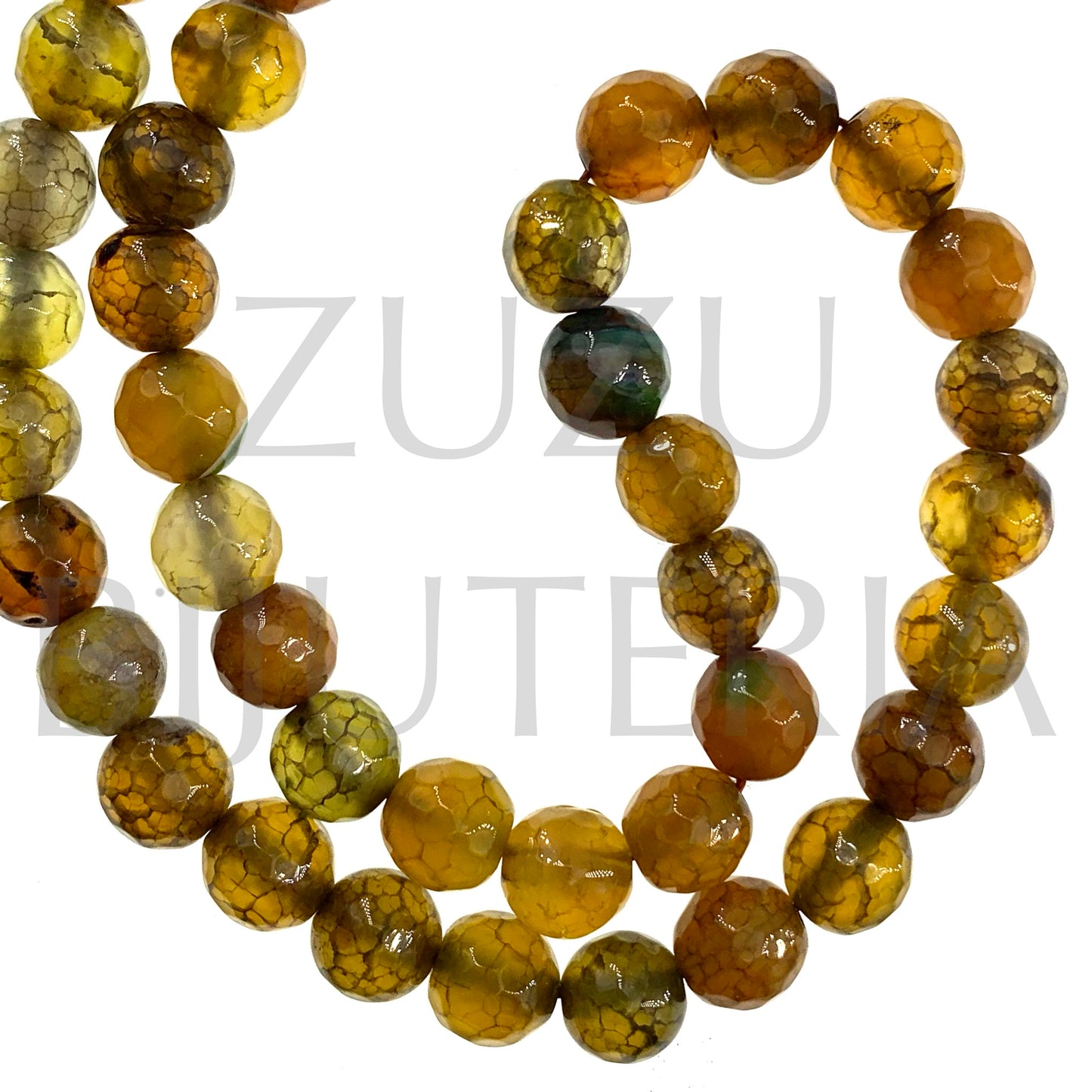 8mm Kaki Mixed Faceted Agate Stone Line (1mm hole)