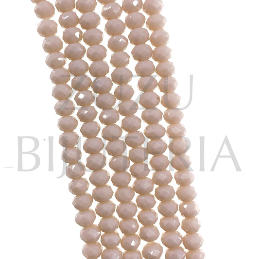 6mm Faceted Crystal Row (1mm Hole) - Beige (45cm)
