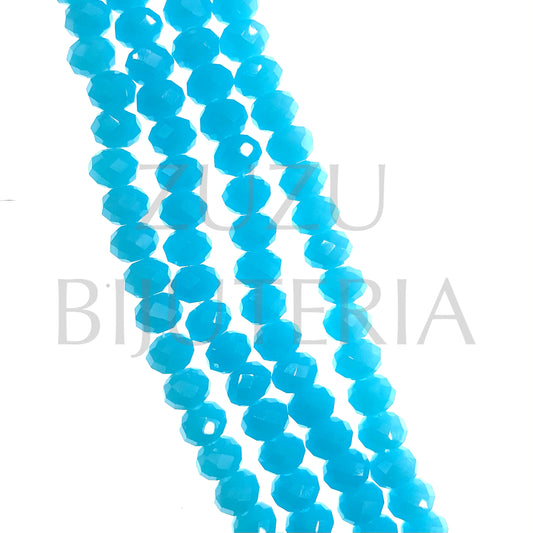 Faceted Crystal Row 6mm (1mm Hole) - Matte Blue (45cm)