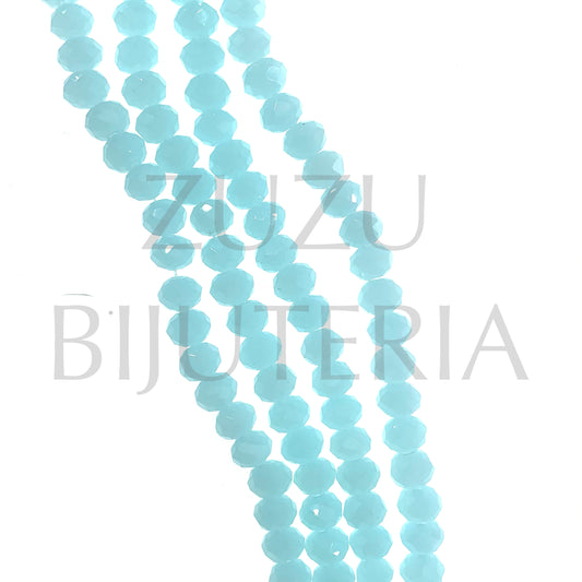 Faceted Crystals Row 6mm (1mm Hole) - Matte Light Blue (45cm)