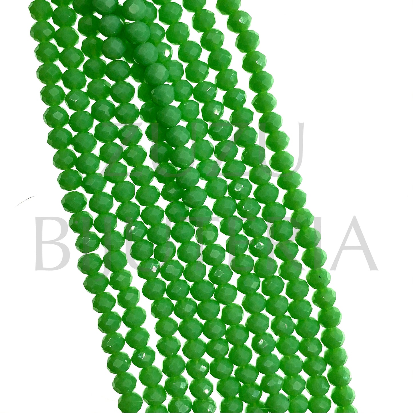 4mm Faceted Crystal Row (1mm Hole) - Green (45cm)