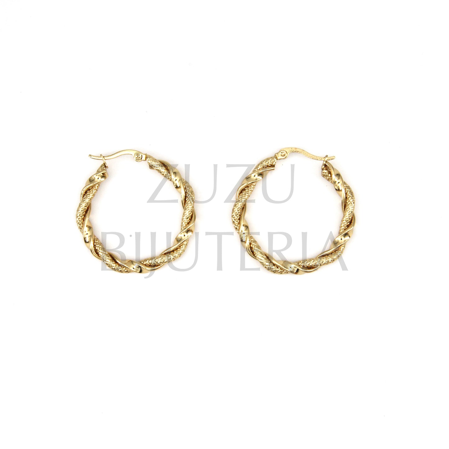 Golden Twisted Hoop Earring 35mm - Stainless Steel