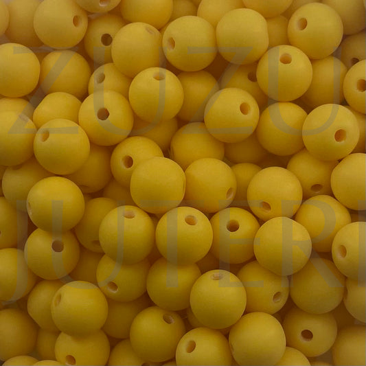8mm Acrylic Bead (100 pieces) - Matt Yellow