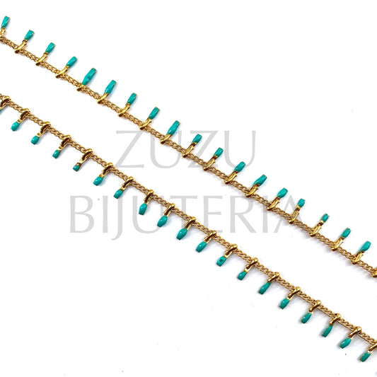 Chain with Details 1.5mm Turquoise - Stainless Steel