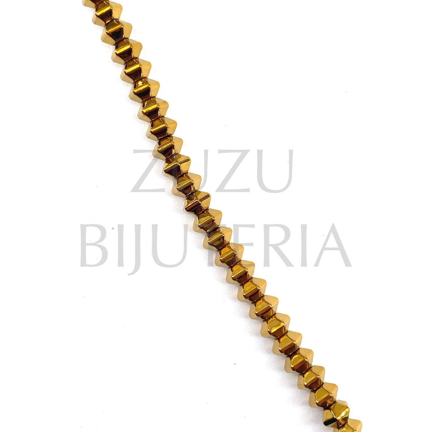 Conta Hematita 4mm x 6mm Dourado (10 contas)