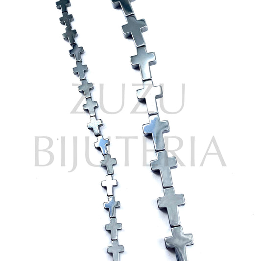 Cruz Hematite Bead 5mm x 3mm (10 beads) - Silver