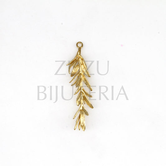 Pendente Folha Dourado 43mm x 11mm - Cobre