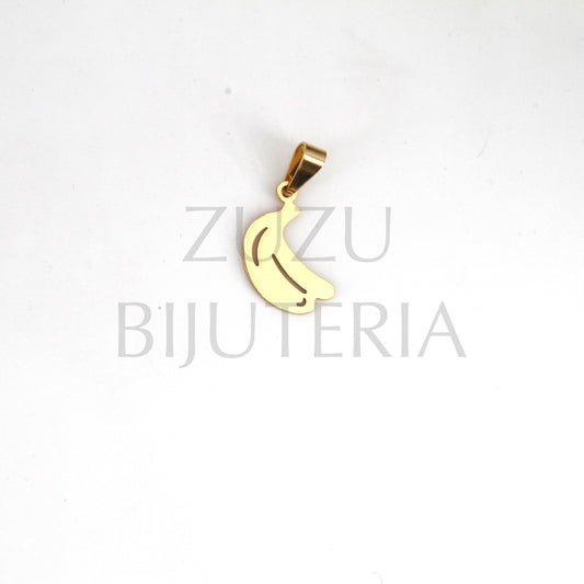 Pendente Banana Dourado 18mm x 10mm - Aço Inox