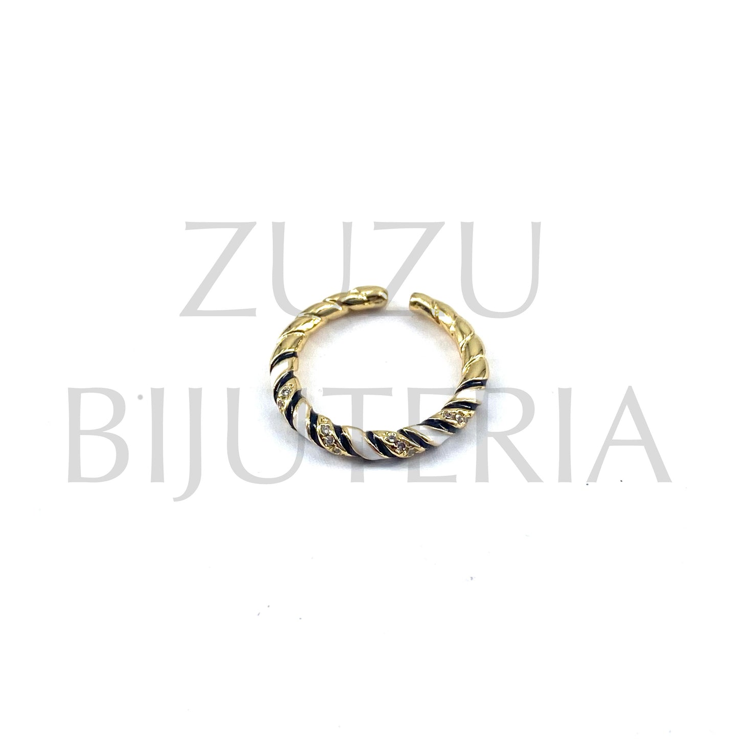 Ring with Zirconia (Adjustable) - Brass