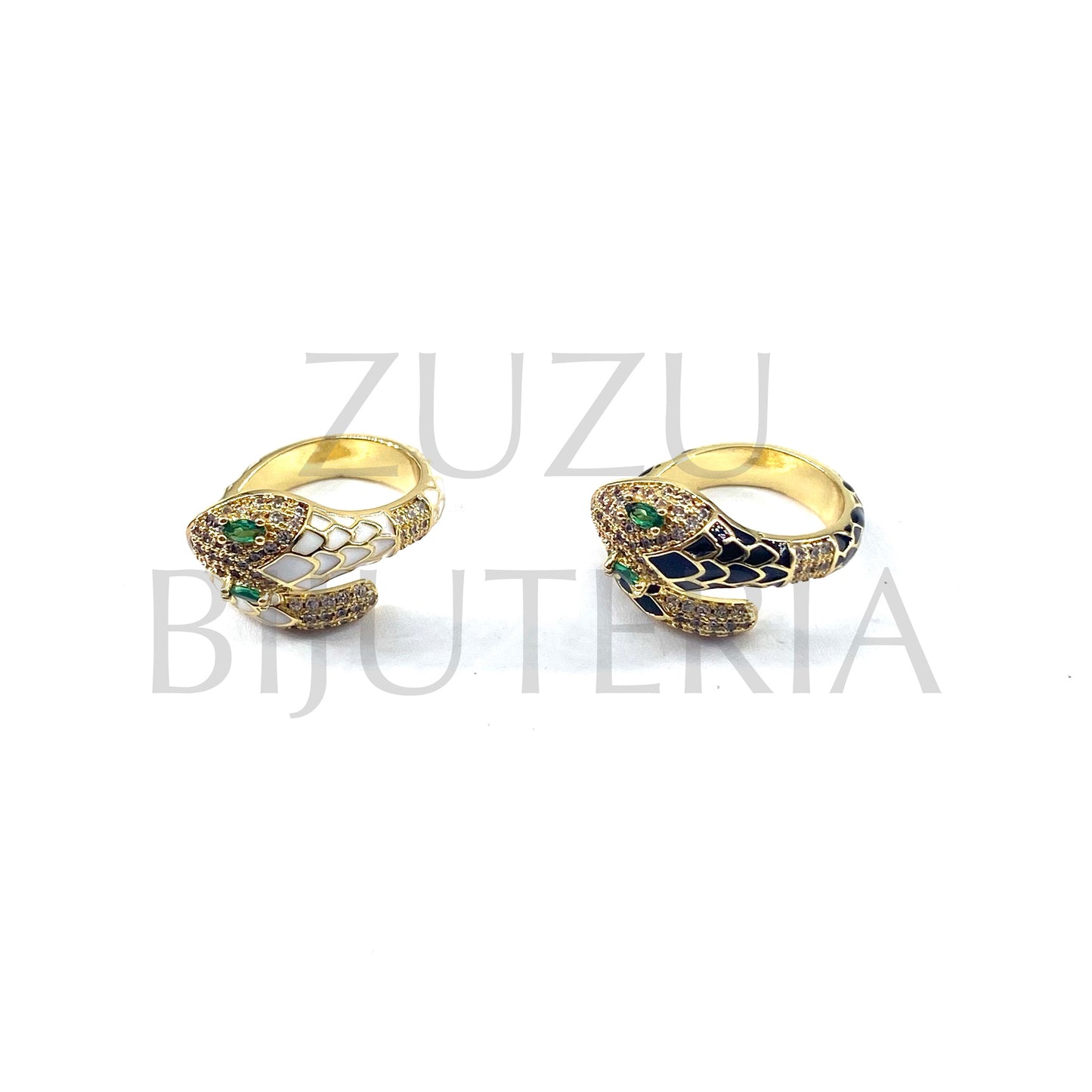 Cobra Ring with Zirconia - Brass