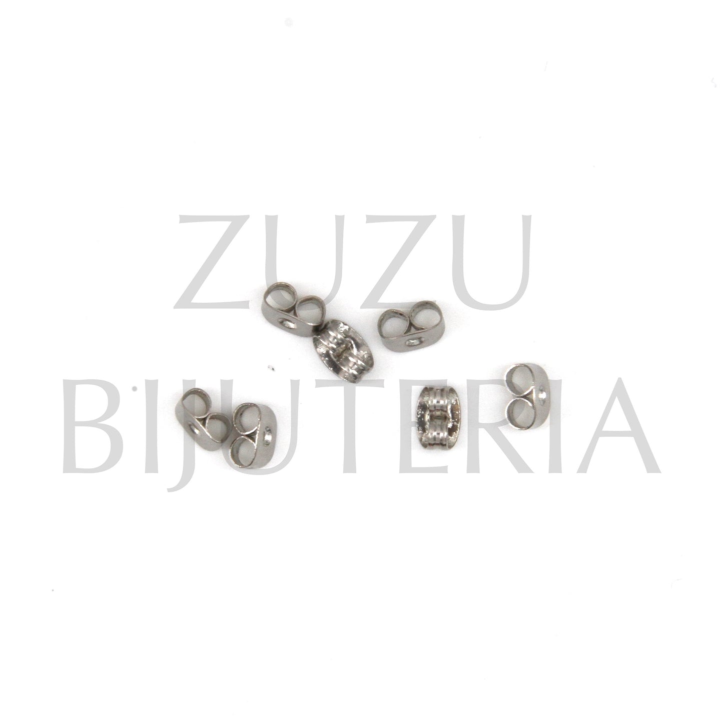 Travão para Brincos Prateado 6mm (Pack 5 pares) - Aço Inox