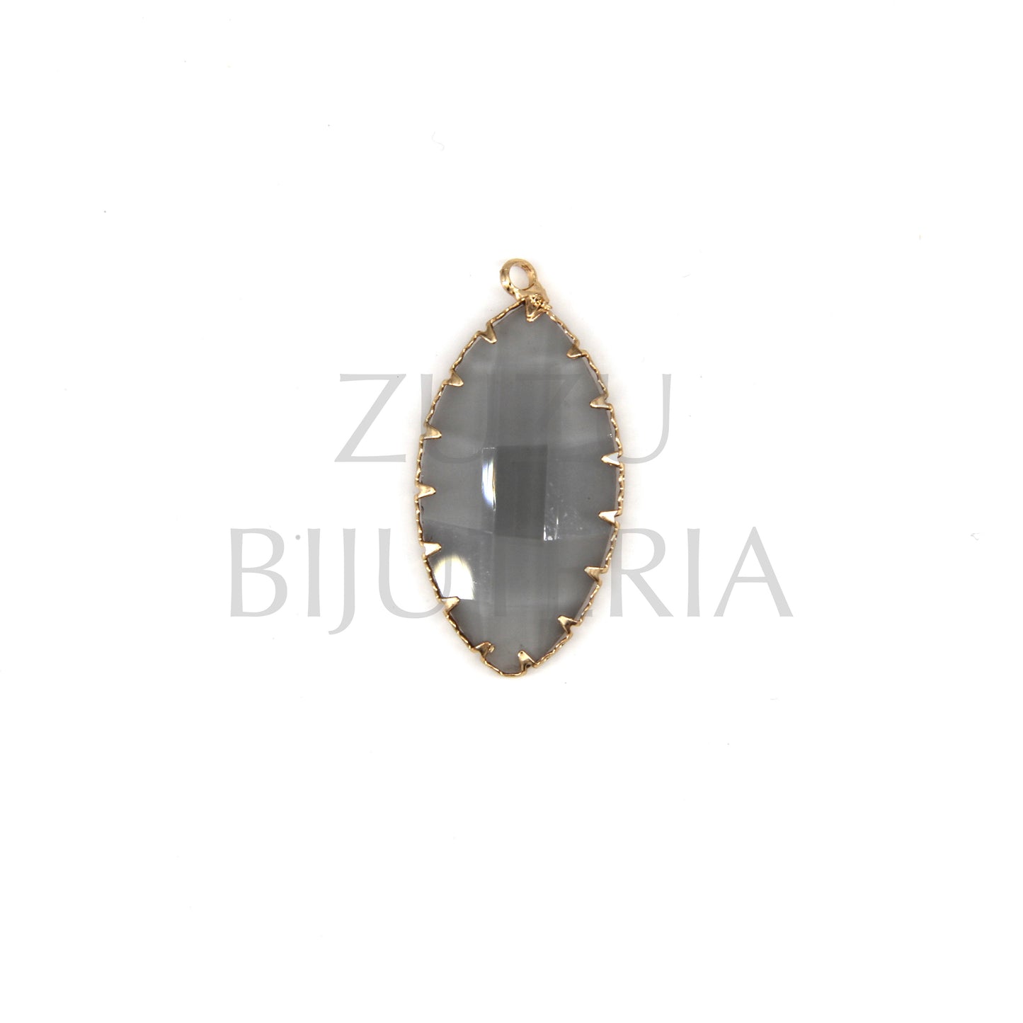 Pendant Glass and Copper Oval 35mm x 17mm - Gray