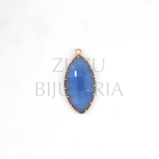 Pendente Vidro e Cobre Oval 35mm x 17mm - Azul