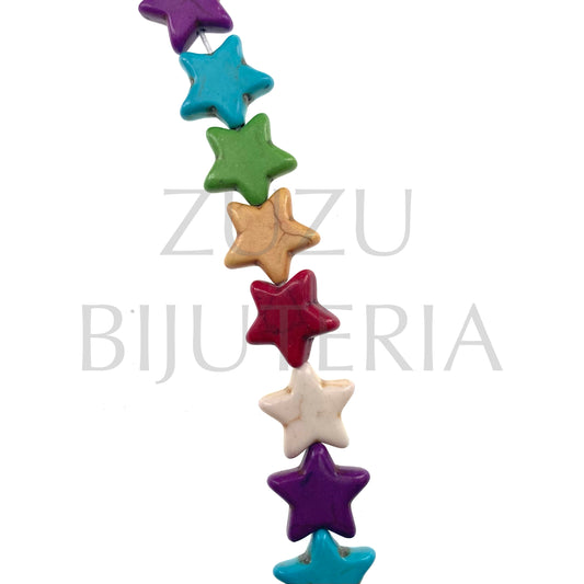 Conta Estrela Howlita Misturado 15mm (Furo 1.5mm) - Pack 10