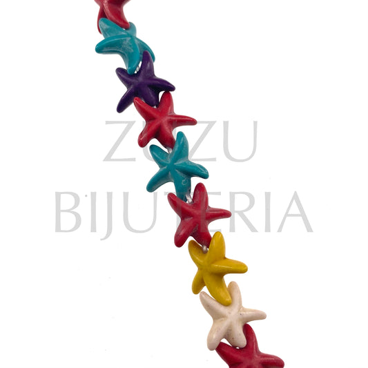 Conta Estrela do Mar Howlita Misturado 13mm (Furo 1.5mm) - Pack 10