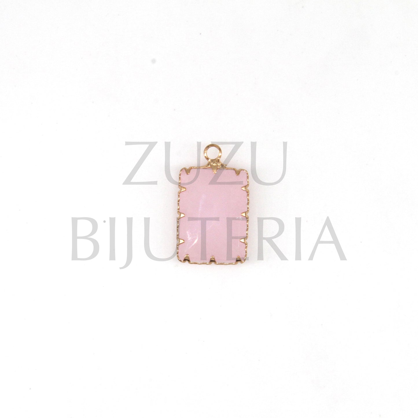 Oval Glass and Copper Pendant 22mm x 13mm - Light Pink Color