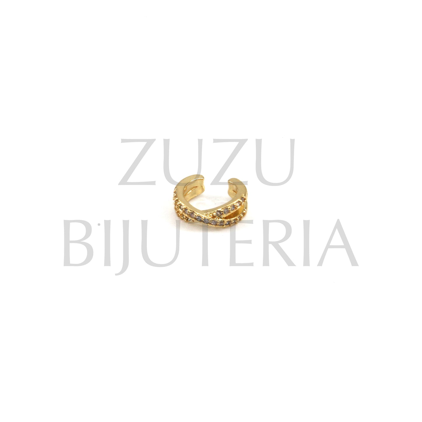 Anilha Dourado com Zirconias 13mm - Latão