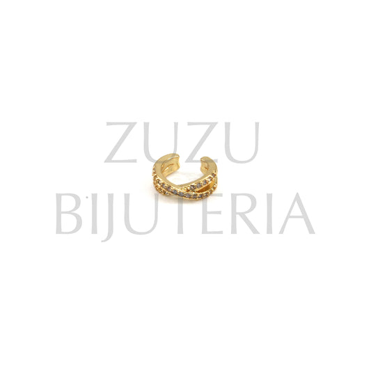 Anilha Dourado com Zirconias 13mm - Latão