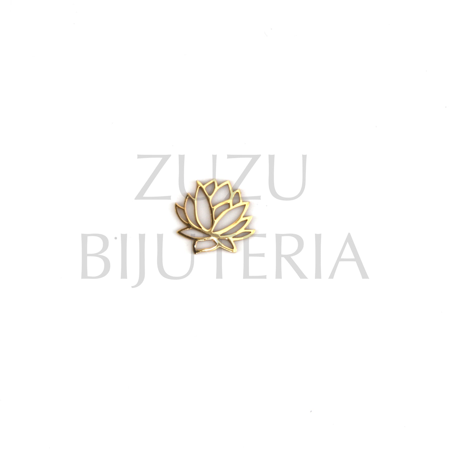 Pendente/Entremeio Lotus Dourado 13mm x 14mm - Aço Inox