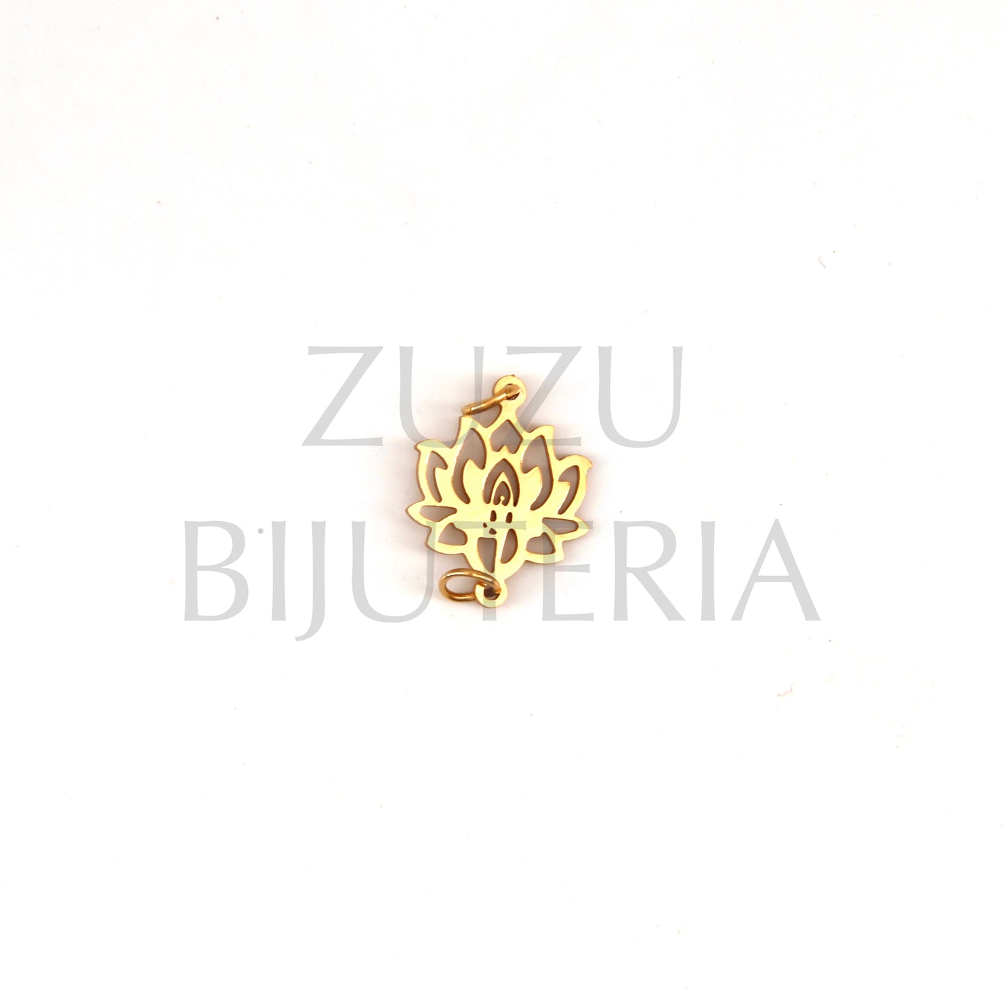 Pendente/Entremeio Lotus Dourado 17mm x 14mm - Aço Inox