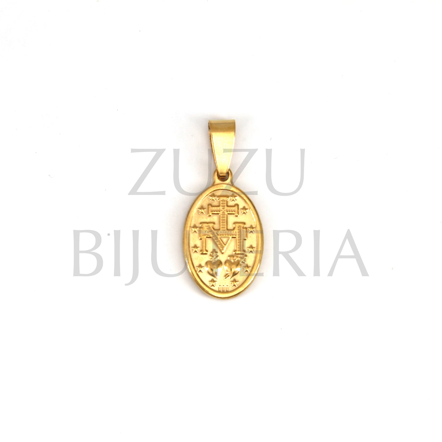 Pendente Nossa Senhora Dourado 23mm x 14mm - Aço Inox